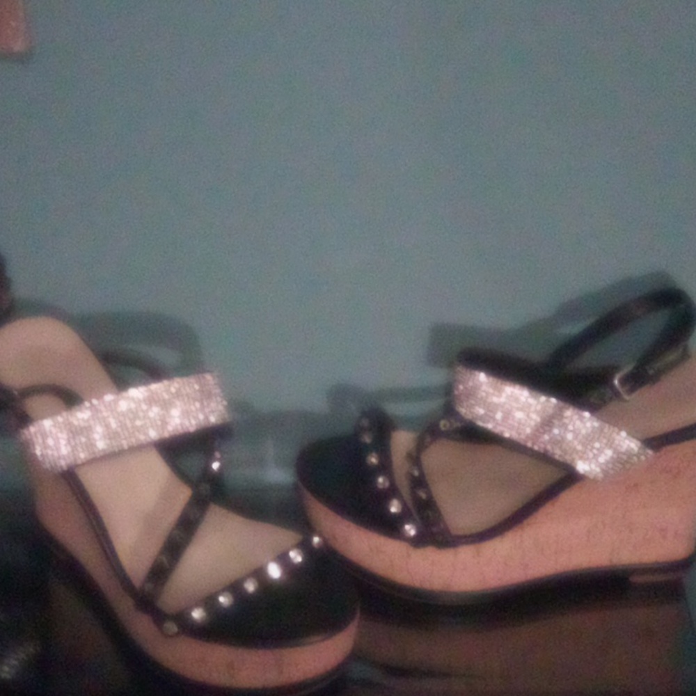 Diamond studded platform heels
